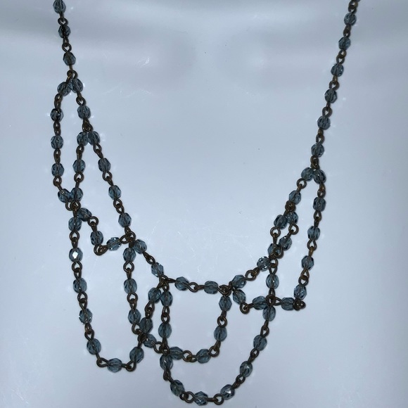 Vintage Blue Art Deco Style Faceted Beaded Necklace - Picture 3 of 9